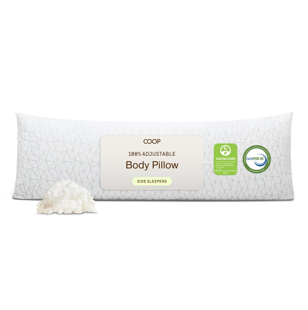 Coop Home Goods Body and Maternity Pillow Adjustable Full Body Pillows for Sleeping, Soft Zippered Washable Cover - Neck & Knee Full Support for Side Sleepers, Long Body Pillow for Pregnancy