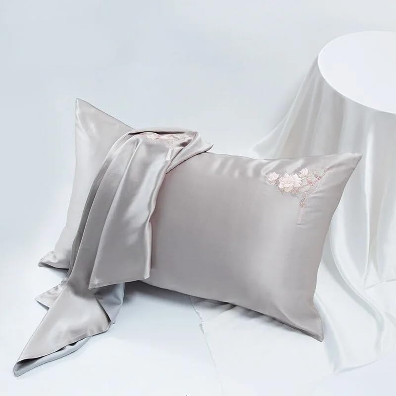 HBJWOV 22mm Real Silk Pillowcase Embroidery Chinese Pillow Cover Towel