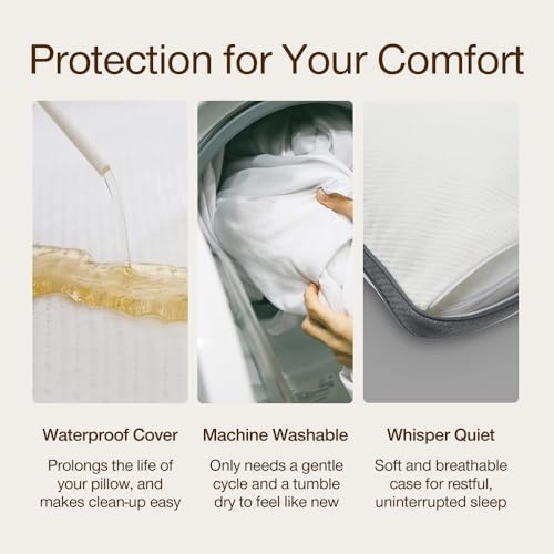 Coop 2 Original Adjustable Memory Foam Pillows & 2 Waterproof Pillow Protectors – Queen | Breathable Covers, CertiPUR-US