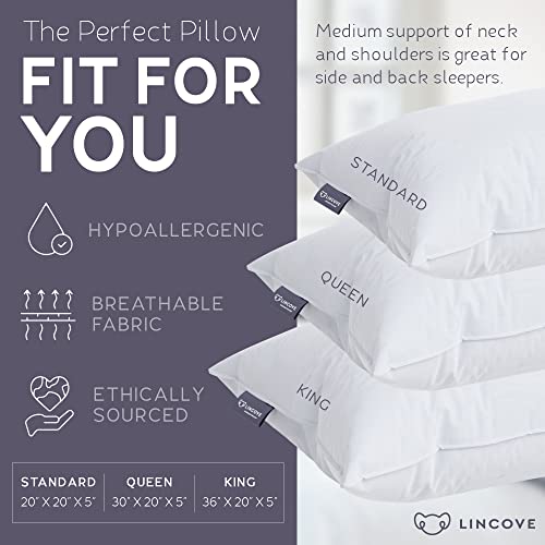 Lincove Recreation Goose Down Pillow with 600TC Cotton Shell