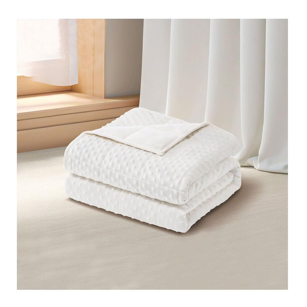 HGTRH Weighted Blanket with Plush, Single Double Heavy Blanket with Premium Glass Bead All-Season Even Weight Distribution Therapy Blanket A/B Double Side