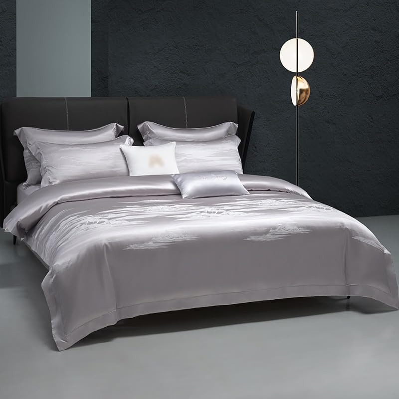 NRFJFOP Long Staple Cotton High Count and Density Four Piece Set of Bed Sheets Duvet Covers Bedding