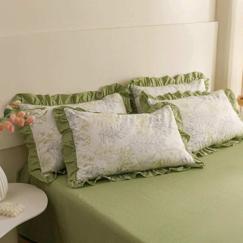 NRFJFOP Lace Four Piece Set of Cotton Princess Bed Sheets and Duvet Covers All Bedding