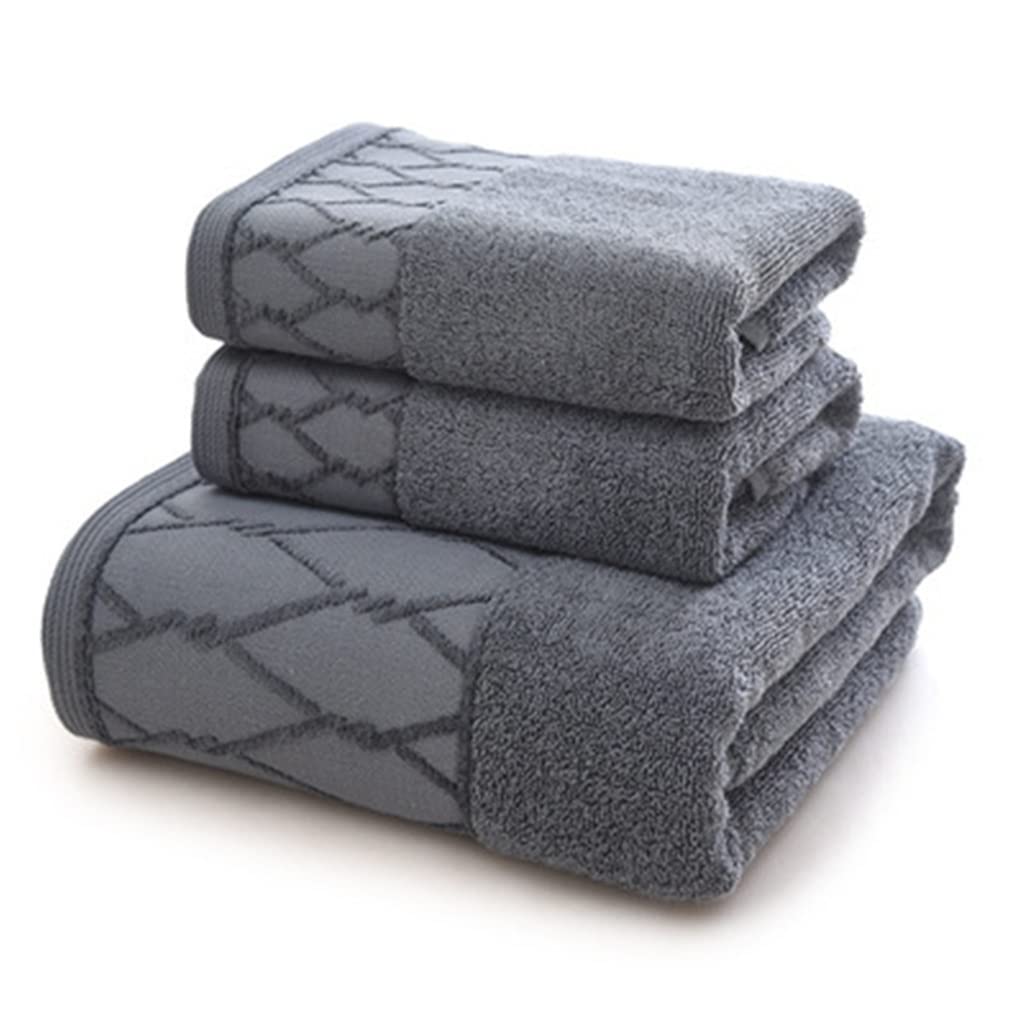 TYUHDUYUR Bath Towel Set, 3 Count, Grey, 70x140cm (Bath Towel), 35x75cm (Hand Towel), Classic, Casual, Heavyweight (500-700 GSM), Machine Washable