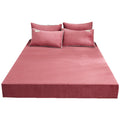 GESJKR Crystal Fleece Bed Hat Mattress Cover Coral Flannel Three-piece Set Farai