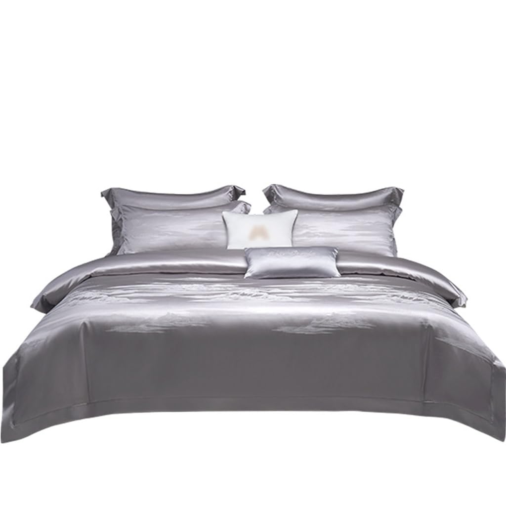 NRFJFOP Long Staple Cotton High Count and Density Four Piece Set of Bed Sheets Duvet Covers Bedding
