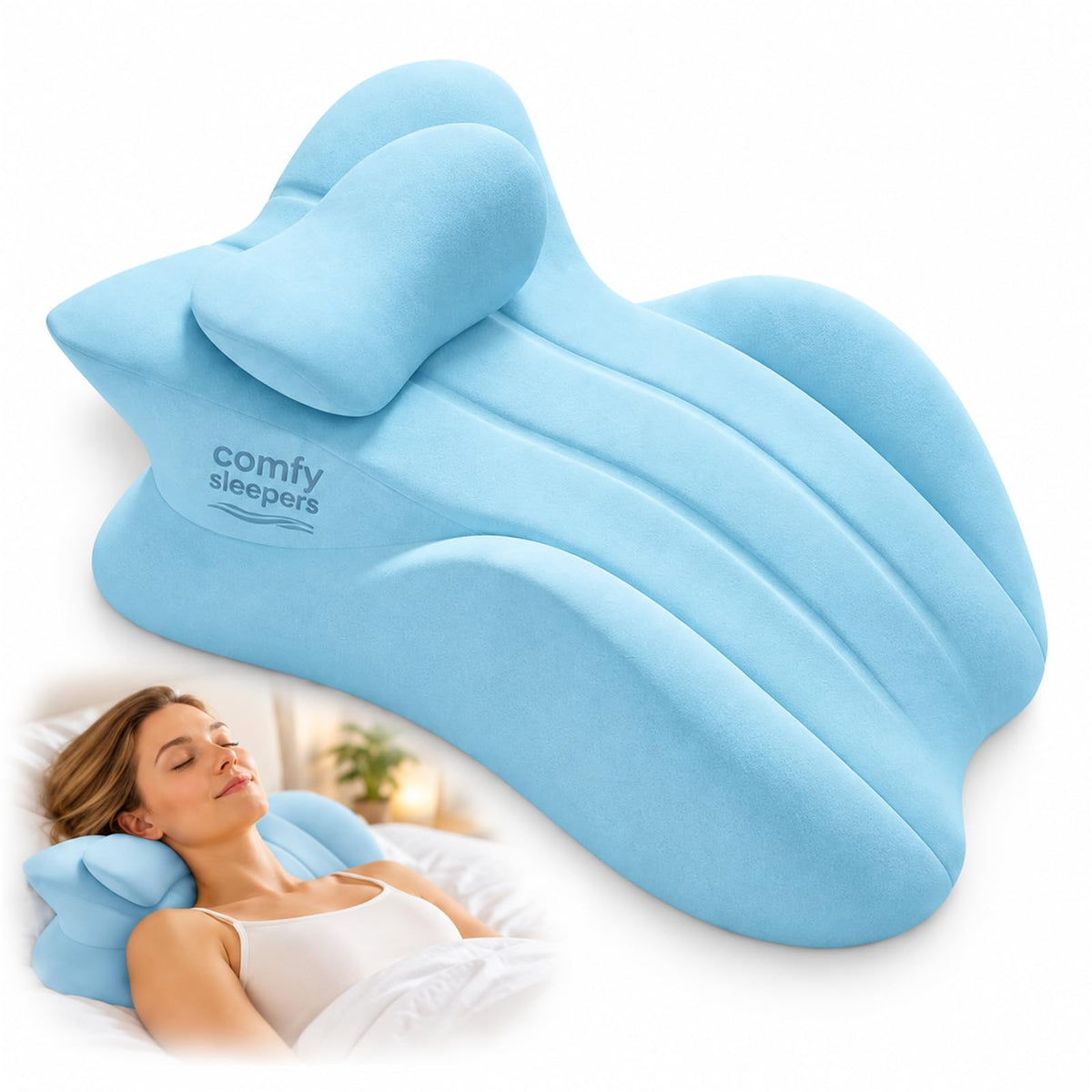 forenia inflatable Comfy Sleepers Pillow, Ergonomic Wedge Support Cushion with High Density Foam Design, Comfortable Positioning Pillow for Bedroom Use, Soft Cover for Home Relaxation