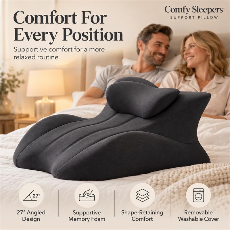forenia inflatable Comfy Sleepers Pillow, Ergonomic Wedge Support Cushion with High Density Foam Design, Comfortable Positioning Pillow for Bedroom Use, Soft Cover for Home Relaxation