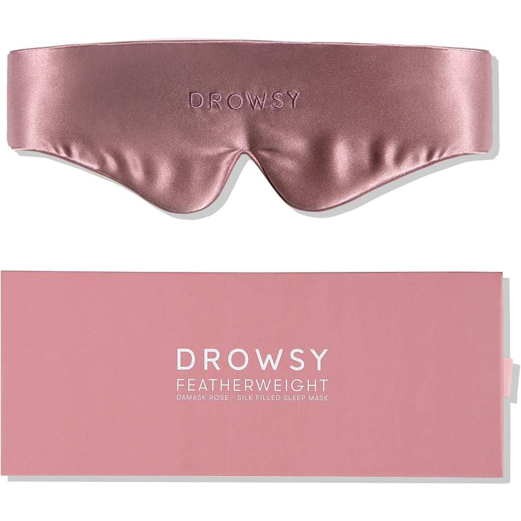 Drowsy Featherweight Silk Sleep Mask – Luxury Blackout Eye Mask for Sleeping & Travel, 100% Mulberry Silk, Lightweight Comfort, Adjustable Strap, Protects Skin & Hair