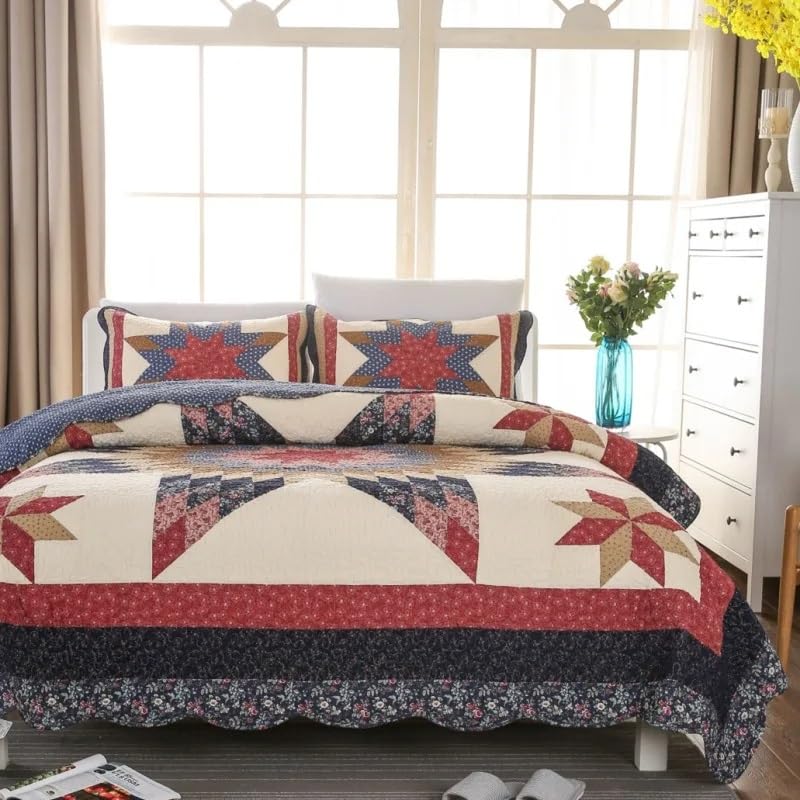 YUSIWOAL Cotton Quilt Set 3PCS Bedspread on The Bed Handmade Patchwork Bed Cover King Size Summer Coverlet Bed Four Pieces Set