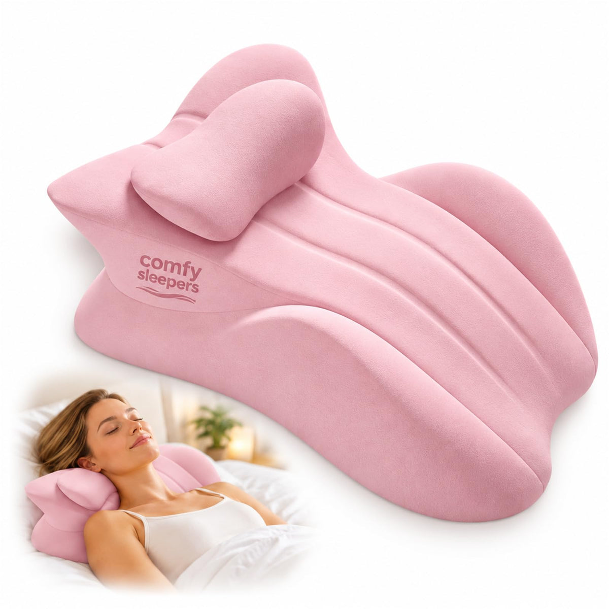 forenia inflatable Comfy Sleepers Pillow, Ergonomic Wedge Support Cushion with High Density Foam Design, Comfortable Positioning Pillow for Bedroom Use, Soft Cover for Home Relaxation