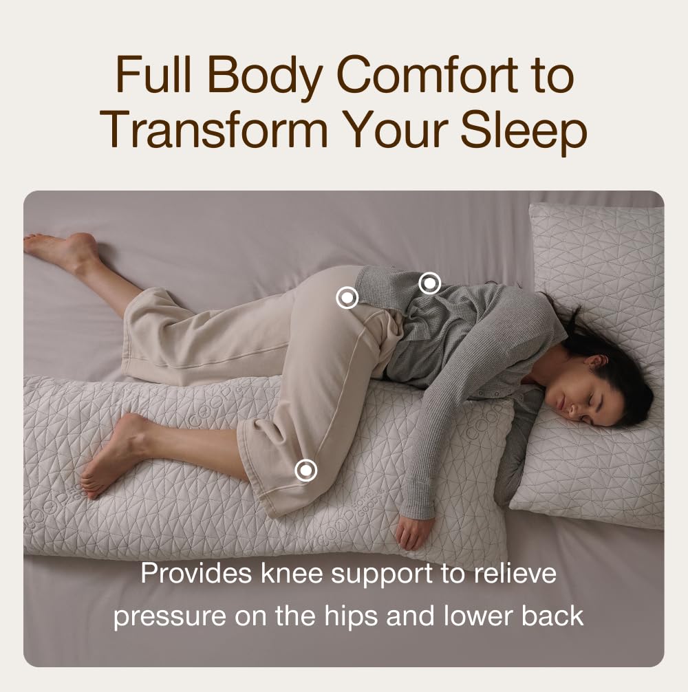 Coop Home Goods Body and Maternity Pillow Adjustable Full Body Pillows for Sleeping, Soft Zippered Washable Cover - Neck & Knee Full Support for Side Sleepers, Long Body Pillow for Pregnancy