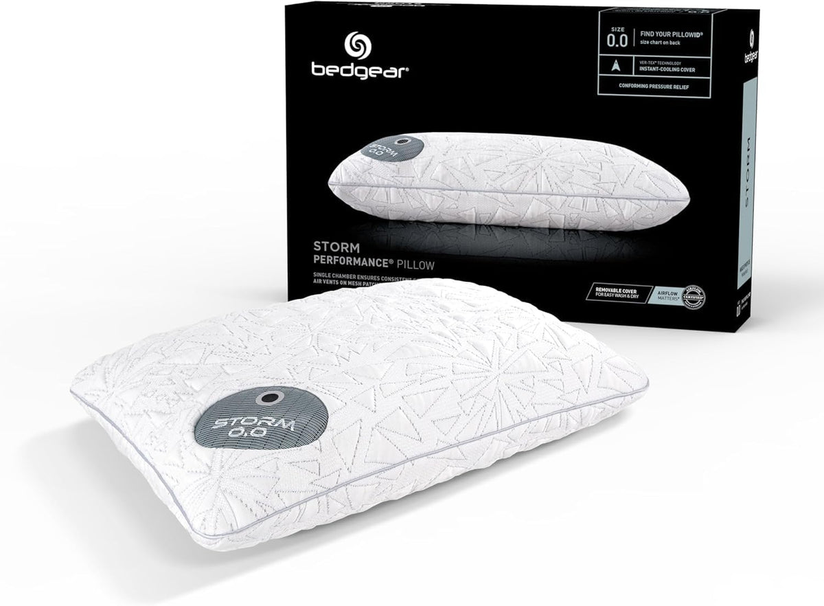 Bedgear Storm Cuddle Curve Performance Pillow, Cooling Pillow for Side Sleepers, Medium Firm Support, Ver-Tex Cooling Cover, Air-X Mesh, Washable