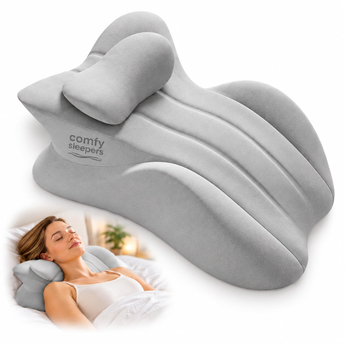 forenia inflatable Comfy Sleepers Pillow, Ergonomic Wedge Support Cushion with High Density Foam Design, Comfortable Positioning Pillow for Bedroom Use, Soft Cover for Home Relaxation