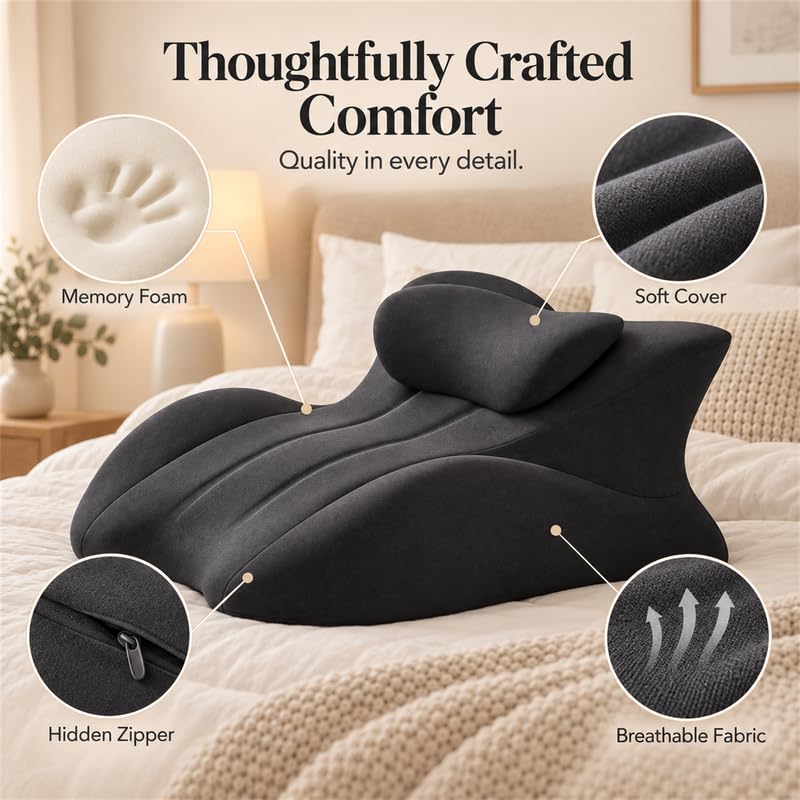 forenia inflatable Comfy Sleepers Pillow, Ergonomic Wedge Support Cushion with High Density Foam Design, Comfortable Positioning Pillow for Bedroom Use, Soft Cover for Home Relaxation
