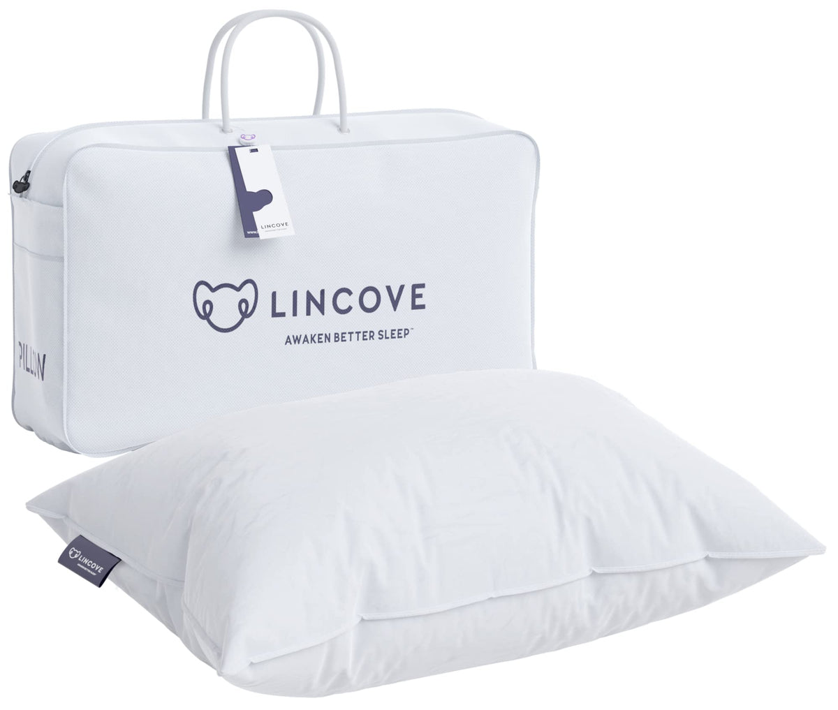 Lincove Recreation Sleeping Pillow – Filled with Imported Premium Goose Down – 800 Fill Power, 600 Thread Count Pillow Shell
