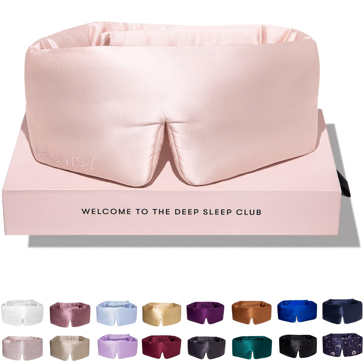 DROWSY Silk Sleep Mask. Face-Hugging, Padded Silk Cocoon for Luxury Sleep in Total Darkness.