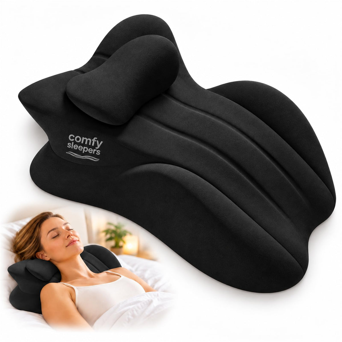 forenia inflatable Comfy Sleepers Pillow, Ergonomic Wedge Support Cushion with High Density Foam Design, Comfortable Positioning Pillow for Bedroom Use, Soft Cover for Home Relaxation