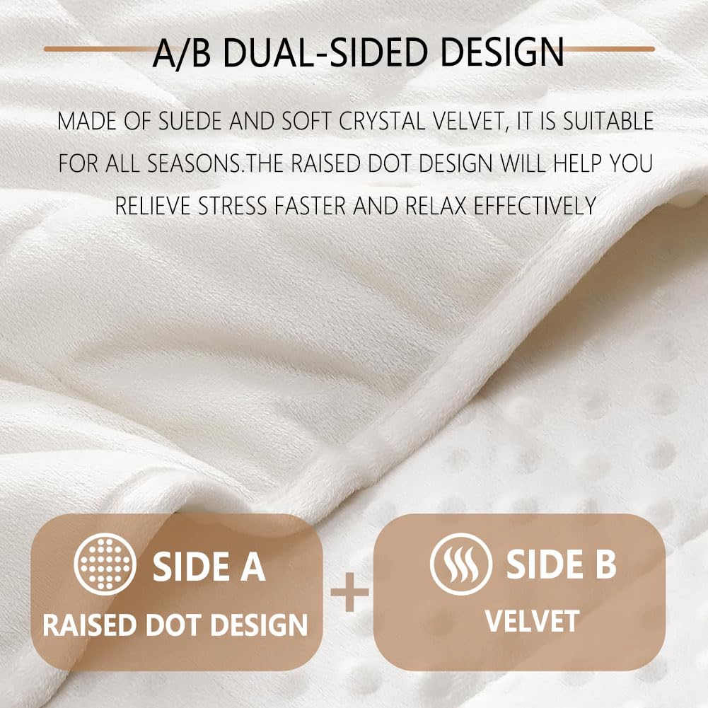 HGTRH Weighted Blanket with Plush, Single Double Heavy Blanket with Premium Glass Bead All-Season Even Weight Distribution Therapy Blanket A/B Double Side