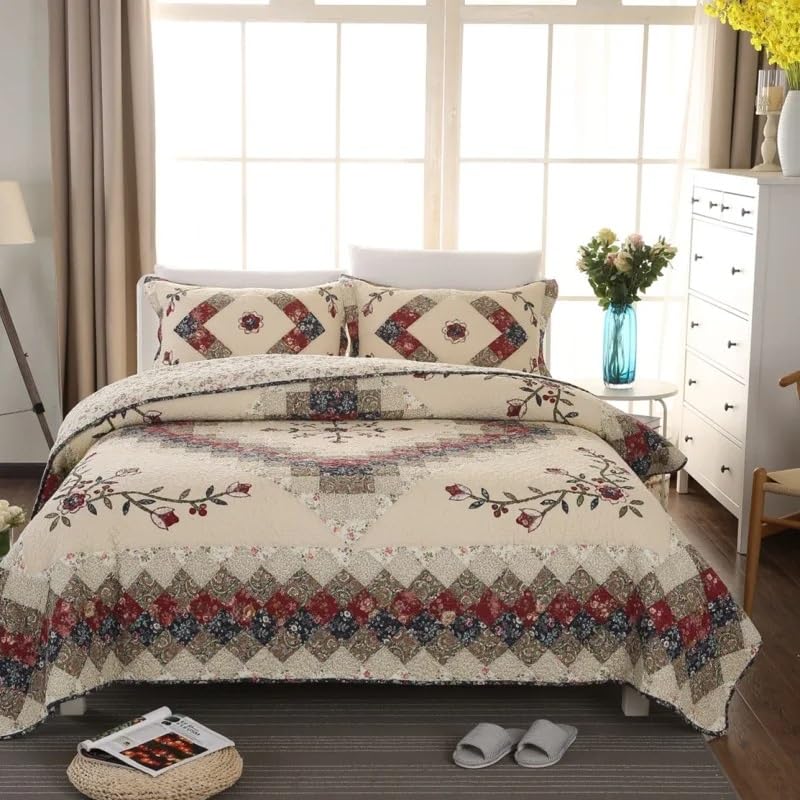 YUSIWOAL Cotton Quilt Set 3PCS Bedspread on The Bed Handmade Patchwork Bed Cover King Size Summer Coverlet Bed Four Pieces Set