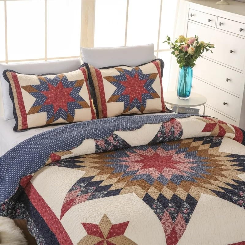 YUSIWOAL Cotton Quilt Set 3PCS Bedspread on The Bed Handmade Patchwork Bed Cover King Size Summer Coverlet Bed Four Pieces Set