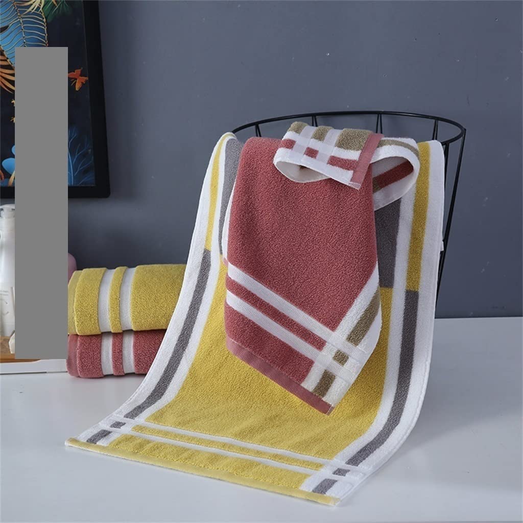 3PCS Towel Set Yellow Red Stripe Large Thick Bath Towel Bathroom Hand Face Shower Towels Home (Color : B Size