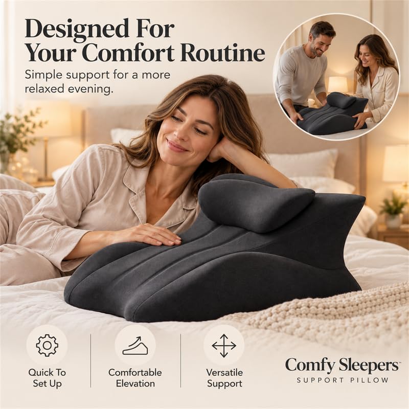 forenia inflatable Comfy Sleepers Pillow, Ergonomic Wedge Support Cushion with High Density Foam Design, Comfortable Positioning Pillow for Bedroom Use, Soft Cover for Home Relaxation