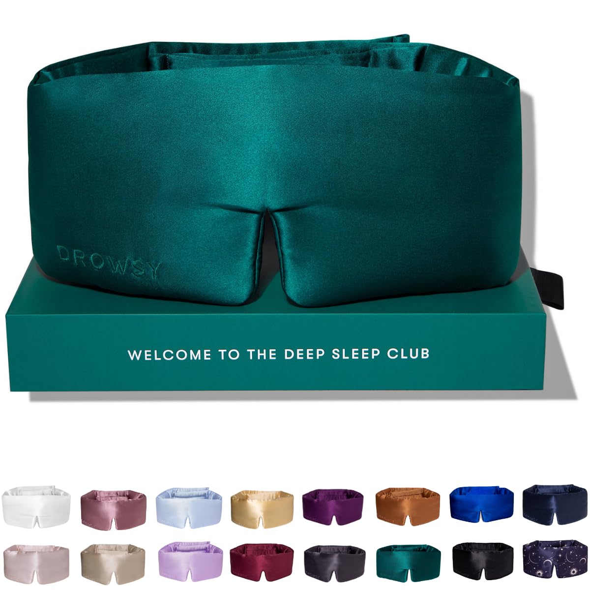 DROWSY Silk Sleep Mask. Face-Hugging, Padded Silk Cocoon for Luxury Sleep in Total Darkness.
