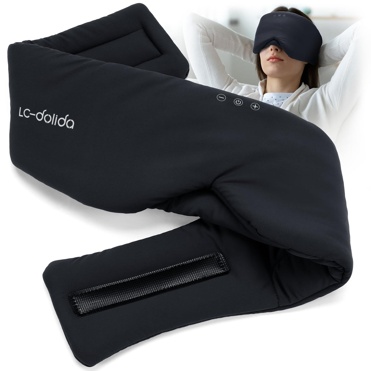 LC-dolida Sleep Mask with Bluetooth Headphones, Silk Eye Mask for Sleeping Side Day Sleepers, 5.4 Bluetooth Silk Sleep Mask Headphones for Women Men with Thin Speaker, Blackout, Comfort