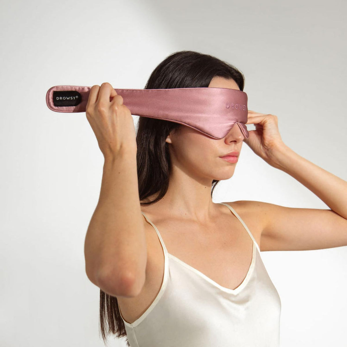 Drowsy Featherweight Silk Sleep Mask – Luxury Blackout Eye Mask for Sleeping & Travel, 100% Mulberry Silk, Lightweight Comfort, Adjustable Strap, Protects Skin & Hair