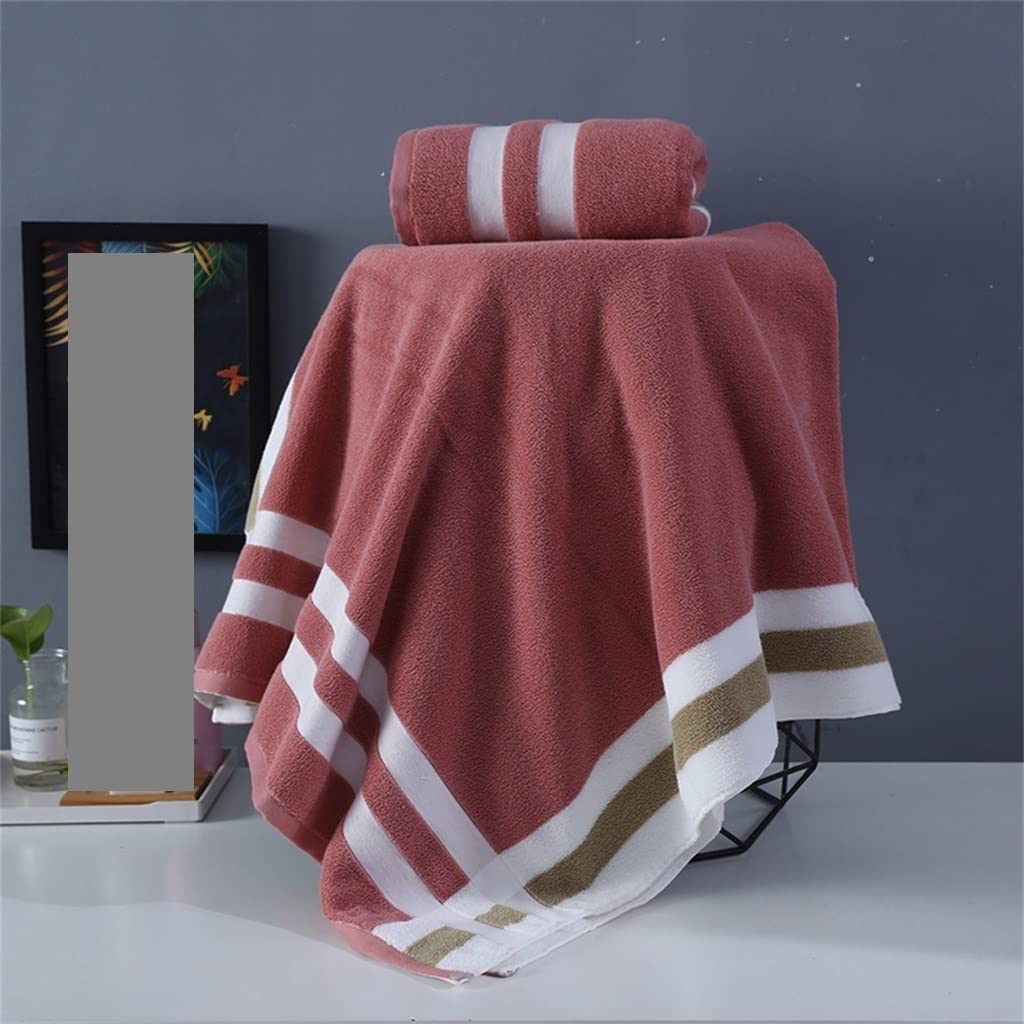 3PCS Towel Set Yellow Red Stripe Large Thick Bath Towel Bathroom Hand Face Shower Towels Home (Color : B Size
