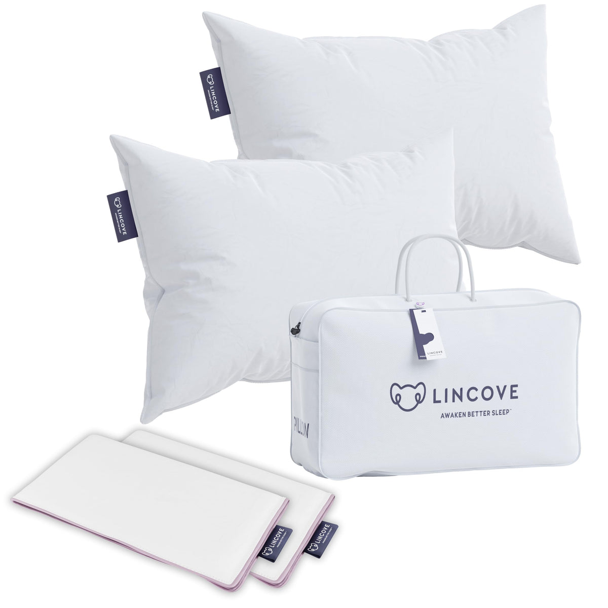 Lincove Recreation Sleeping Pillow – Filled with Imported Premium Goose Down – 800 Fill Power, 600 Thread Count Pillow Shell