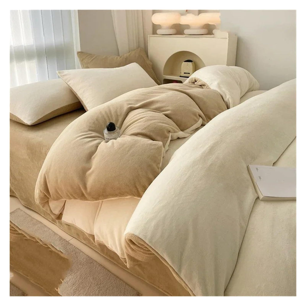 Winter Bedding Sets Winter Warm Coral Velvet Comforter Sets Sheets Double Queen Comforter Sets Sheets Pillowcases (B 220cmx240cm 4pcs)