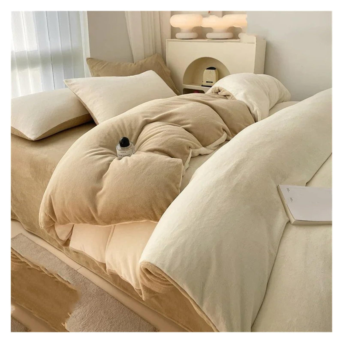 Winter Bedding Sets Winter Warm Coral Velvet Comforter Sets Sheets Double Queen Comforter Sets Sheets Pillowcases (B 220cmx240cm 4pcs)