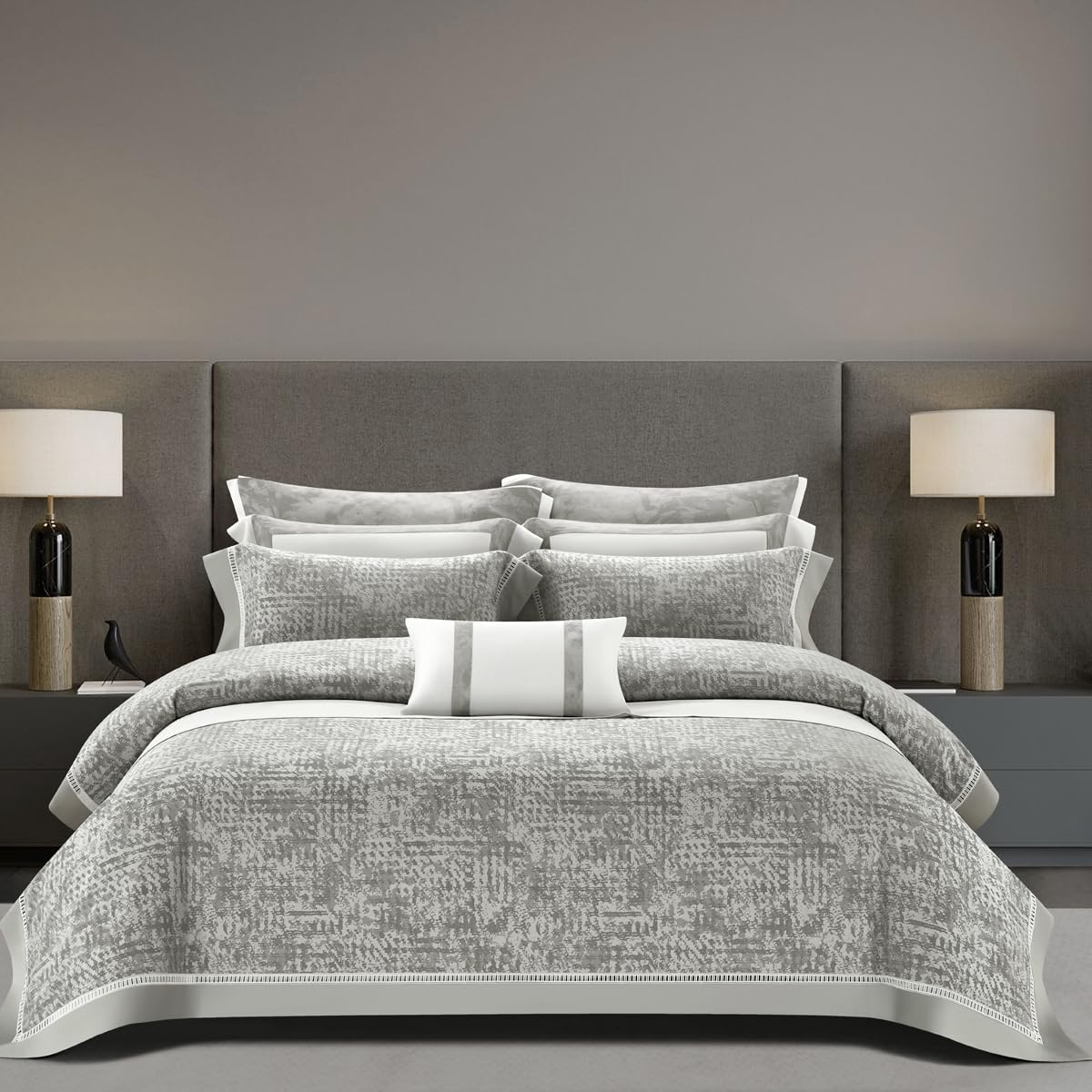 Lyocell Tencel Cotton Sheets Pillowcase Set,600TC Jacquard Duvet Cover Set