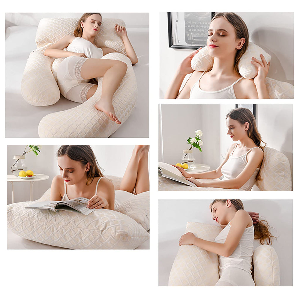 Embroidery Maternity Pillow Side-Sleeping Maternity Pillow U-Shaped Maternity Pillow with Abdomen Back Support