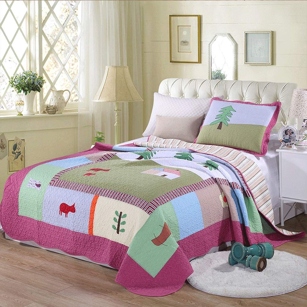 2-Piece Fine Printed Prewashed Quilt Set Reversible Bedspread Coverlet Bed Cover Bedspread Set Non-Slip dustproof Bed Cover (Color : Image Color Size : 180220cm) (Image Color 180*220cm)