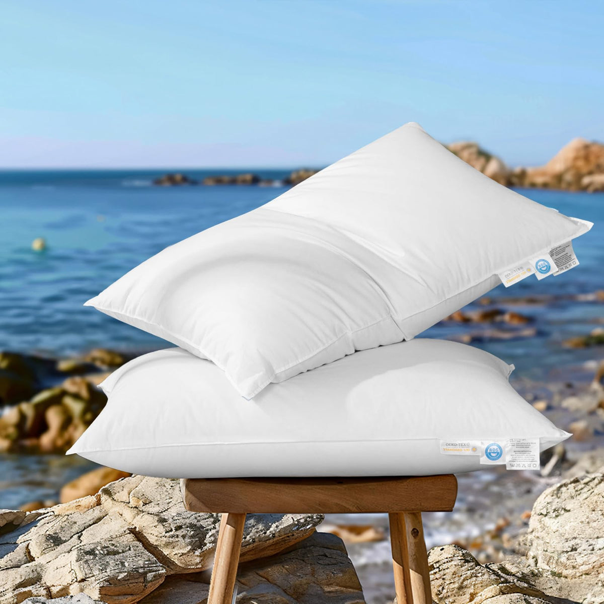 AiAngu Canadian Luxury Goose Down Pillow 600 Thread Count Cotton Shell- Ultra Soft and Comfortable Sleep Pillows - Bed Pillows for Back, Stomach, Side Sleeper-FT321