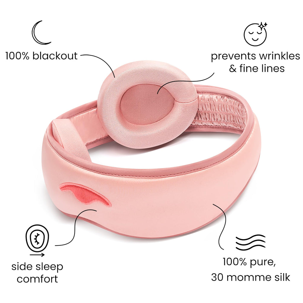 Manta Silk Sleep Mask - Luxury Silk Eye Mask with Pure Silk Eye Cups, Gentle on Skin & Hair, Breathable, Sleep Mask with Tapered Fit for Comfort
