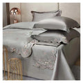 1000TC 100% Cotton Supreme Quality Luxury Bedding Flowers Embroidery Bedding Set Duvet Cover Set Flat/Fitted Bed Sheet Pillowcases (I QUEEN_FLAT)