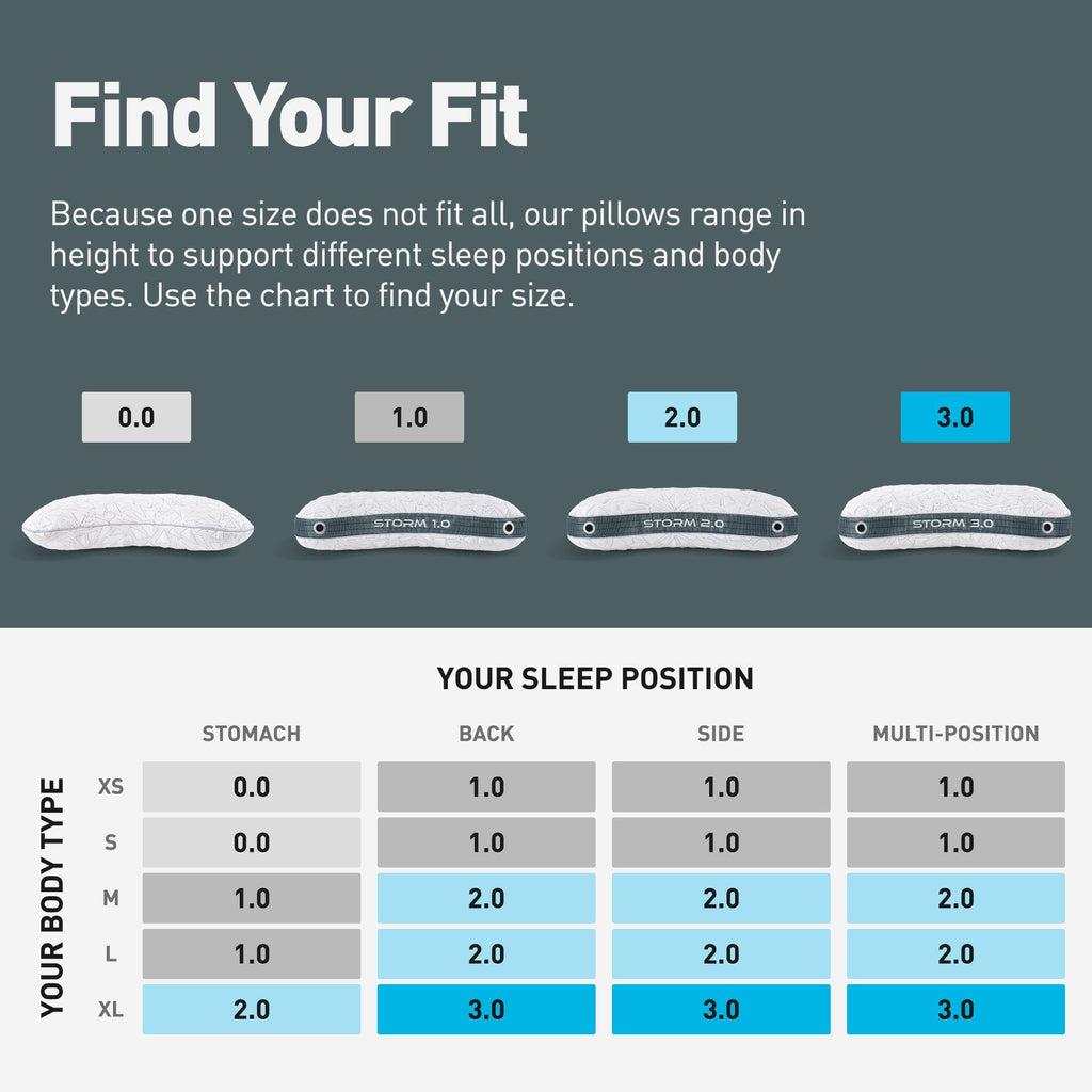Bedgear Storm Cuddle Curve Performance Pillow, Cooling Pillow for Side Sleepers, Medium Firm Support, Ver-Tex Cooling Cover, Air-X Mesh, Washable