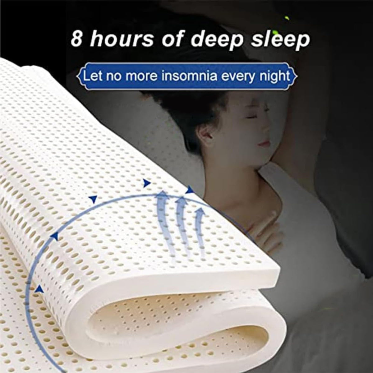 Long Lasting Durable Natural Latex Mattress Topper, High Breathability Comfort Pressure Relief Bed Pad for Back Pain Relief, Premium Alternative to Memory Foam Mattress