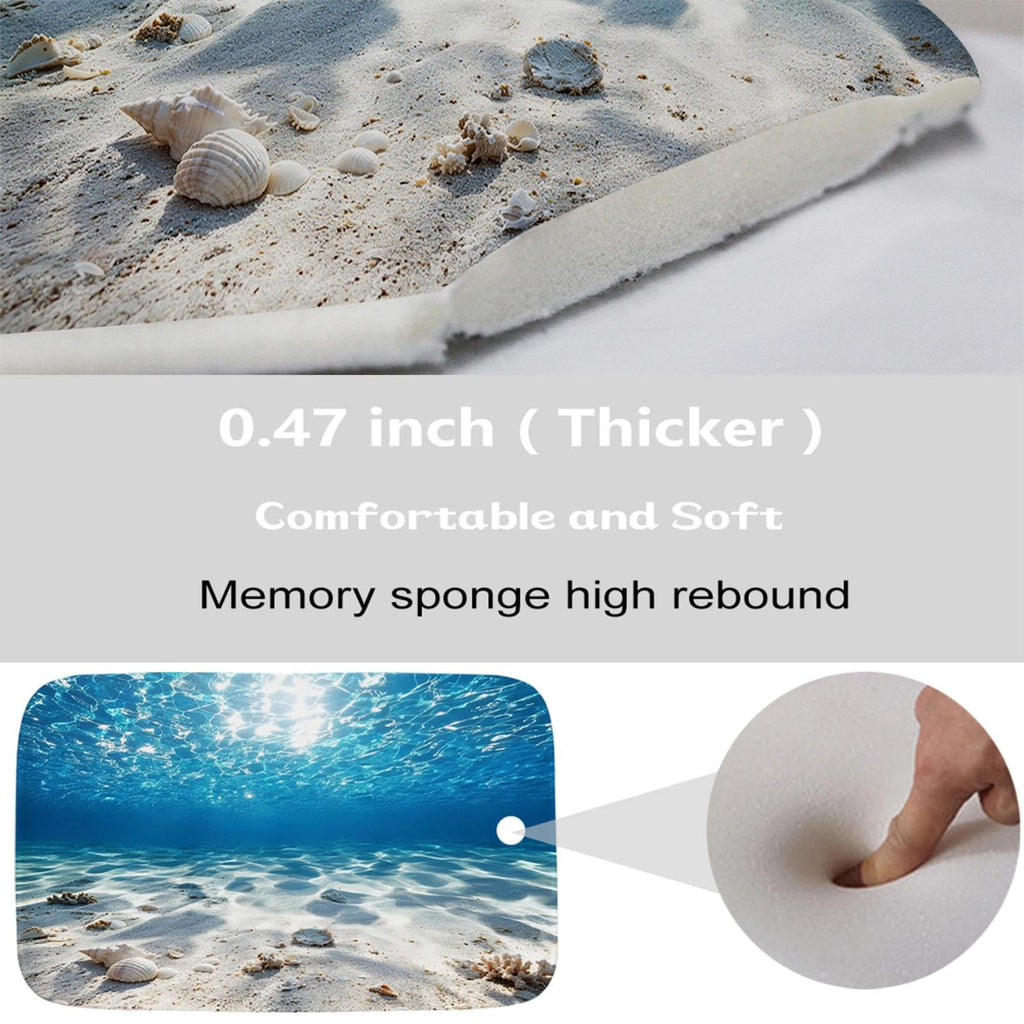 Luxury Ocean Coastal 4 Pcs Bathroom Sets with Shower Curtain Set and Rugs