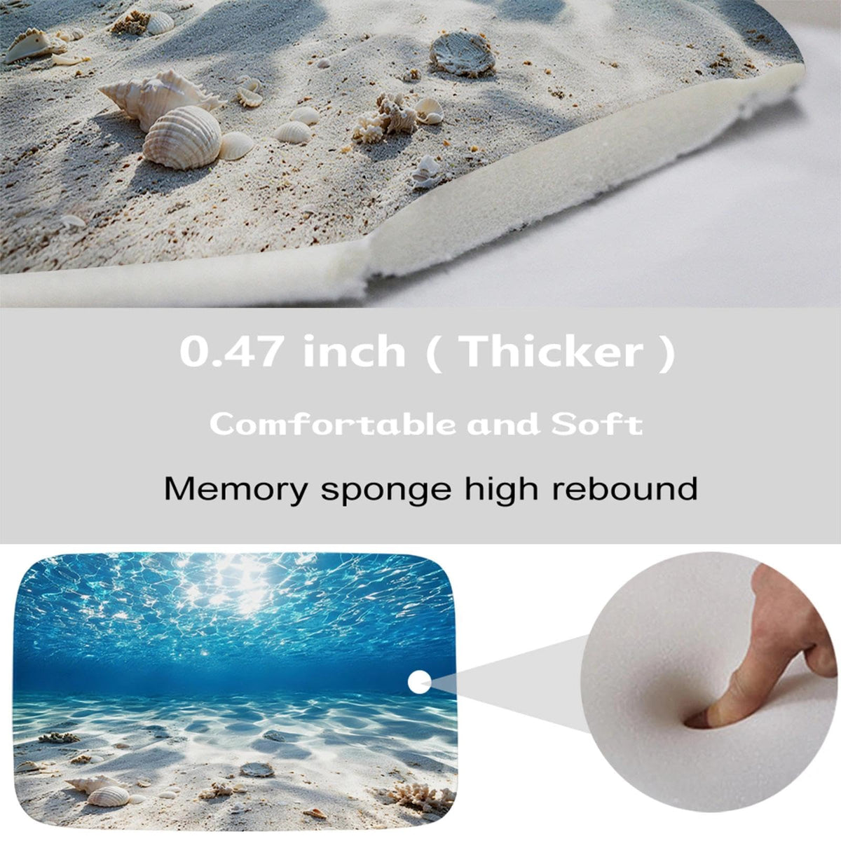 Luxury Ocean Coastal 4 Pcs Bathroom Sets with Shower Curtain Set and Rugs