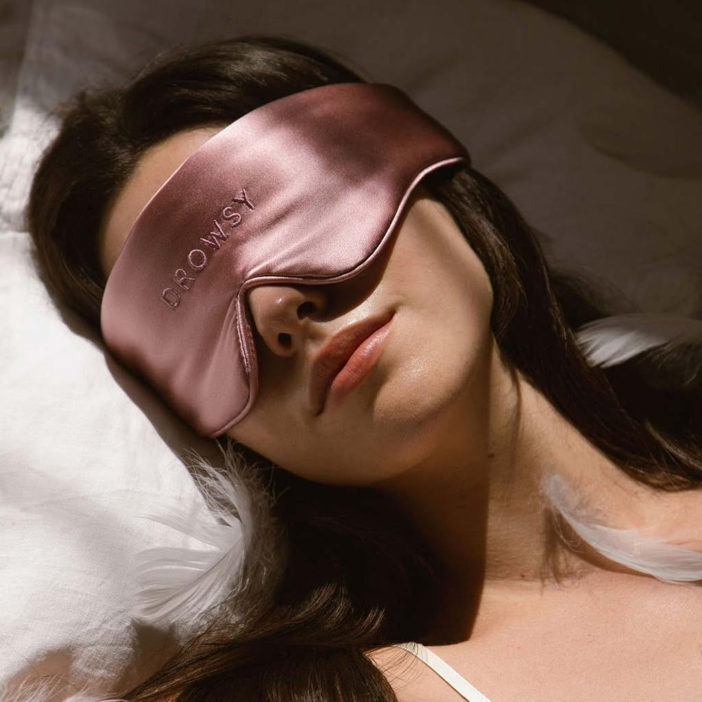 Drowsy Featherweight Silk Sleep Mask – Luxury Blackout Eye Mask for Sleeping & Travel, 100% Mulberry Silk, Lightweight Comfort, Adjustable Strap, Protects Skin & Hair
