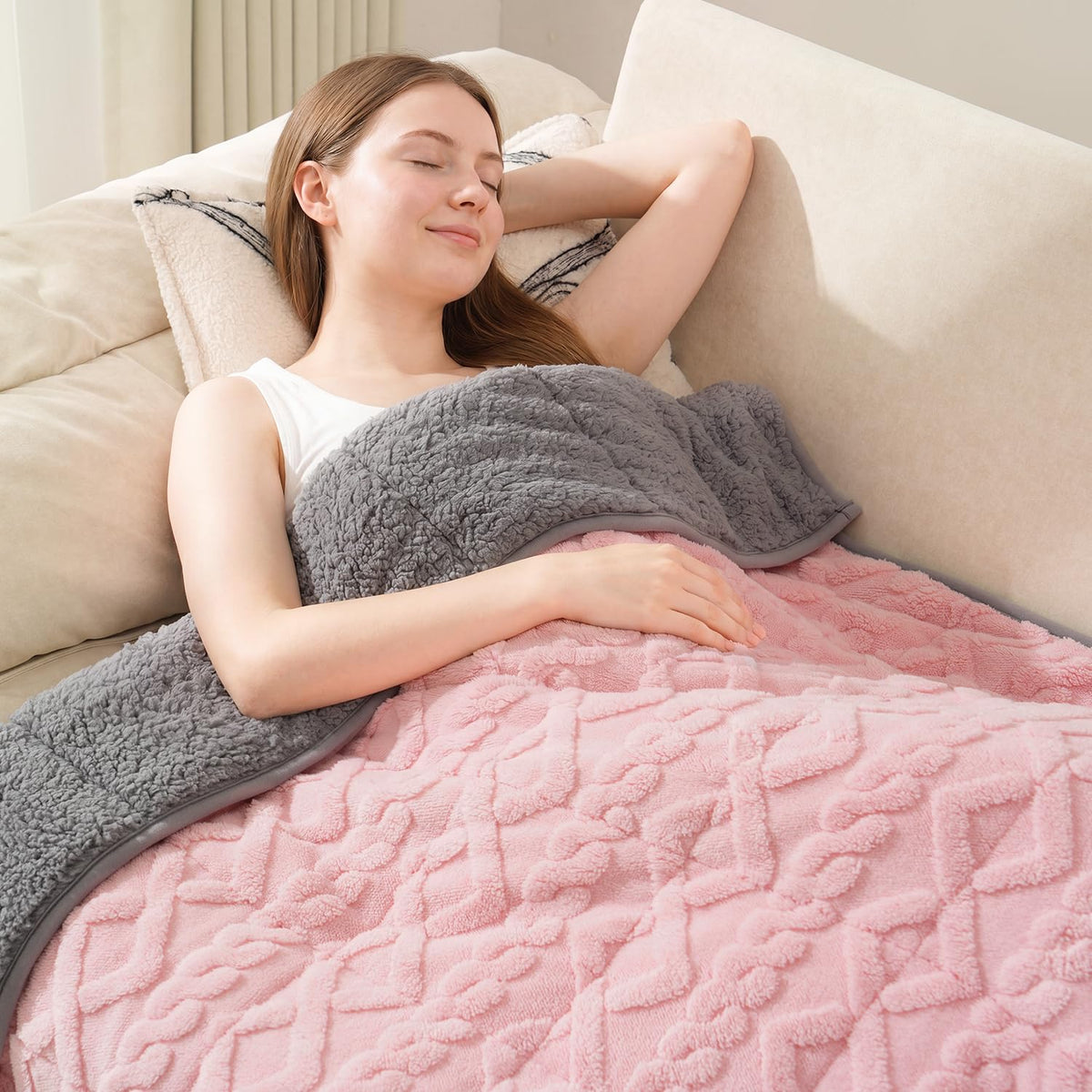 Drewin Turtleback Sherpa Weighted Blanket for Adults