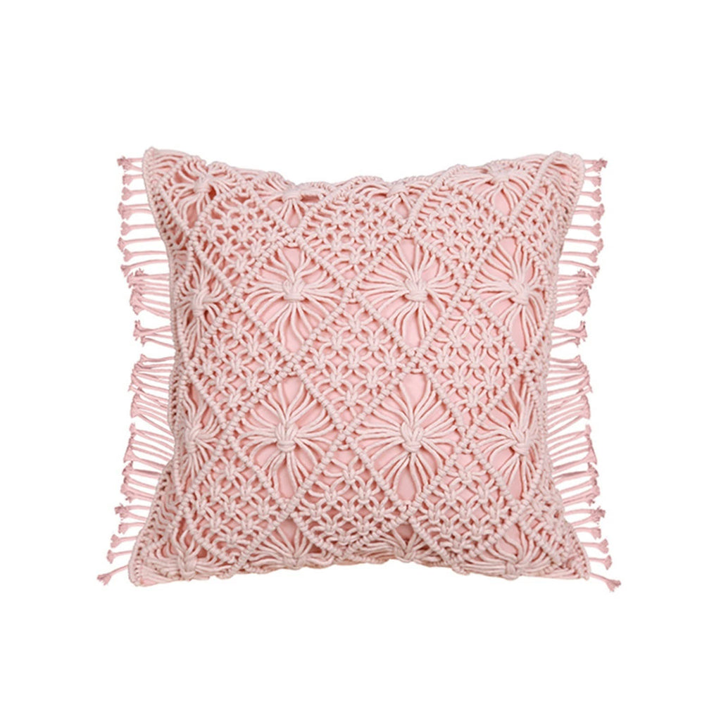 HBJWOV Cotton Rope Hand Woven Pillow Case Knot Cushion Cover Waist Pillowcase