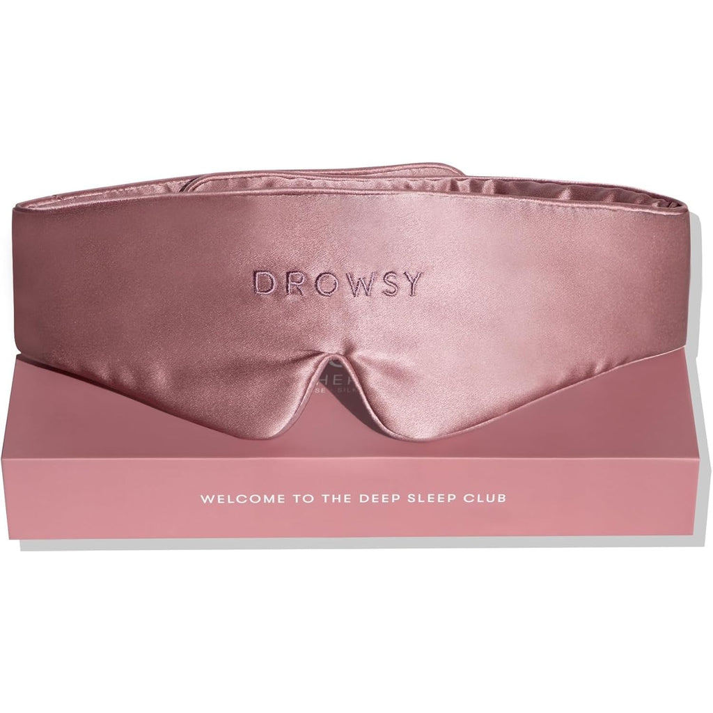 Drowsy Featherweight Silk Sleep Mask – Luxury Blackout Eye Mask for Sleeping & Travel, 100% Mulberry Silk, Lightweight Comfort, Adjustable Strap, Protects Skin & Hair