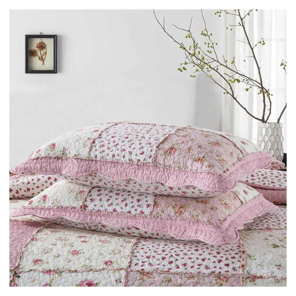 Floral Quilt Set 100% Cotton 3PCS Bedspread on The Bed Patchwork Comforter Queen Size Coverlet Blanket ()