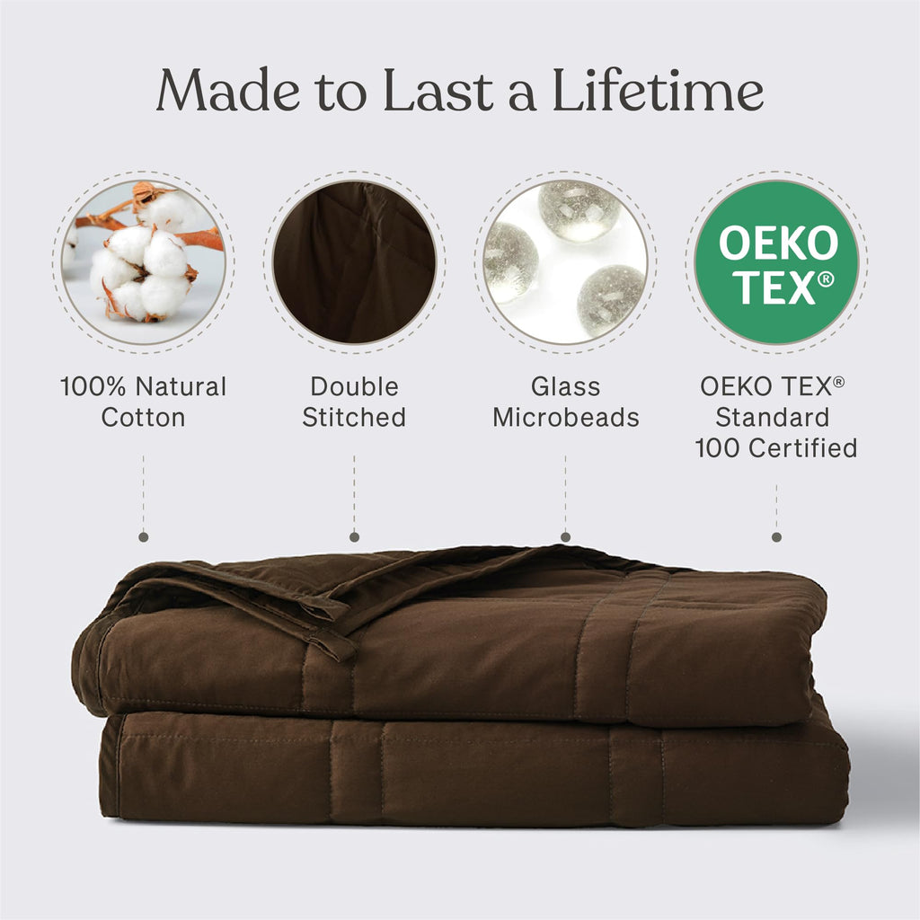 Baloo Weighted Blanket for Adults | Cool & 100% Cotton | Machine Washable & Dryer Safe | Glass Microbead Fill